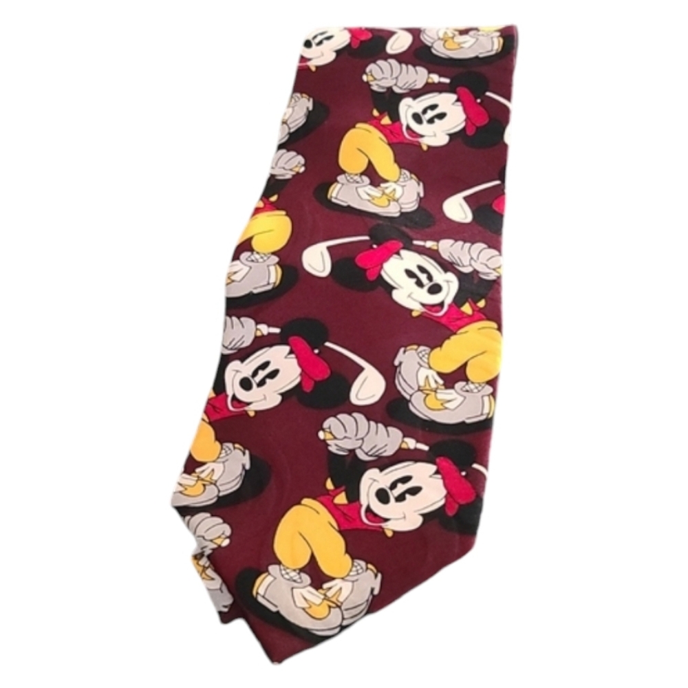 Vintage Cervantes Disney Mickey Mouse Silk Suit Tie Golfing Golfer Golf - Picture 10 of 12